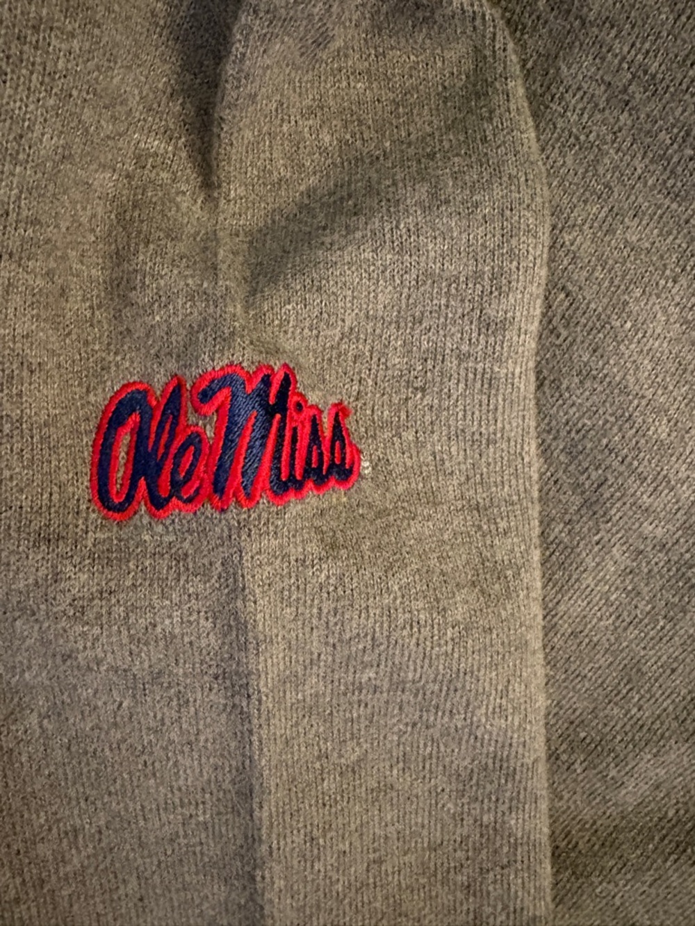 Polo by Ralph Lauren Gray Crewneck Sweater with Red & Navy Embroidery “Ole Miss”